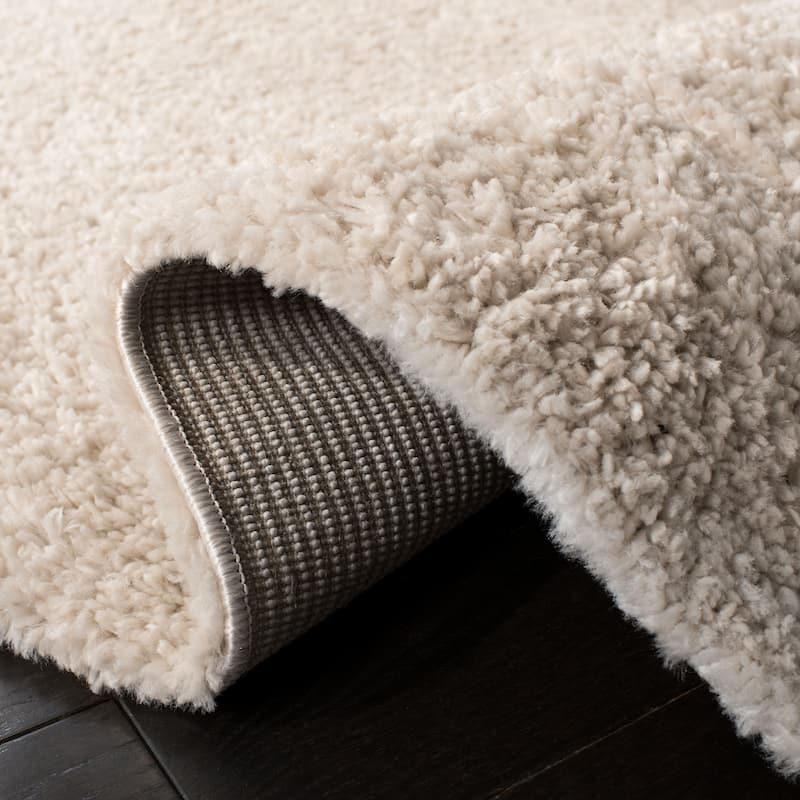 SAFAVIEH August Shag Solid 1.2-inch Thick Area Rug - 8' Square - Beige - Square