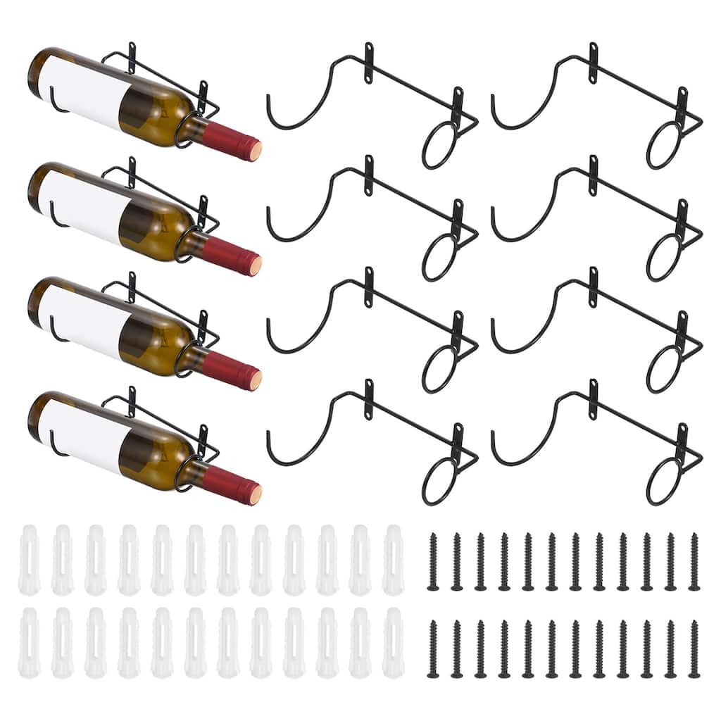 Spiral Wine Wall Holder 12 Pcs, Metal Wine Bottle Display Holder, Black Right