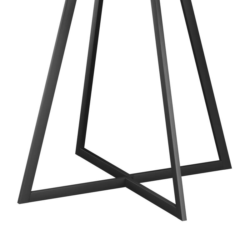 Anmytek Round Dining Table Modern Wood Top and Metal Frame Brown Industrial Kitchen Table