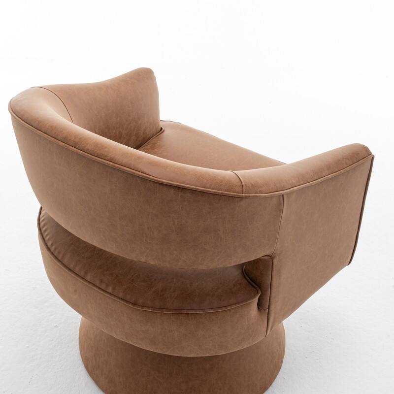 SEYNAR Modern PU Leather 360 Degree Swivel Accent Barrel Chair