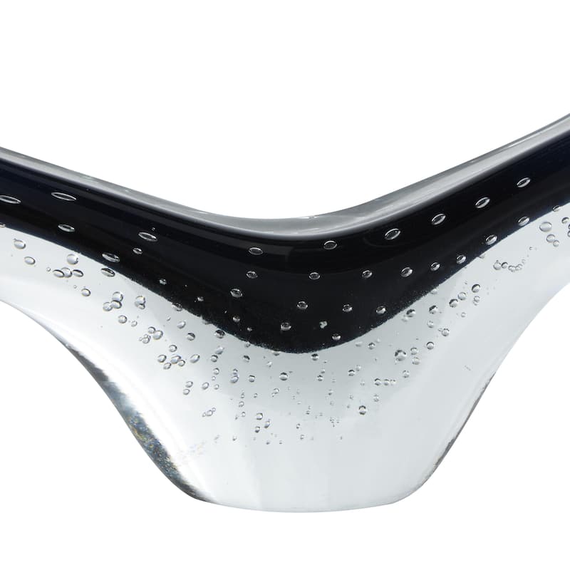 Glass Abstract Ombre Cutout Oval Decorative Sculpture with Bubble Texturing - Dark Blue or Copper - Roche River Decor