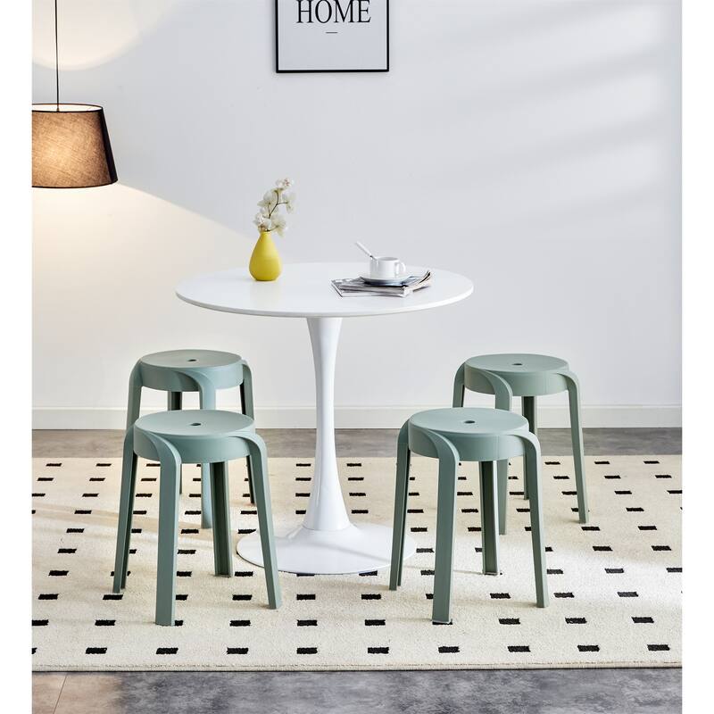 6 Pack Stackable Plastic Stools - Green