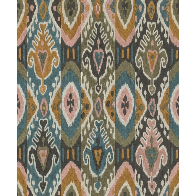 Advantage Villon Mustard Ikat Wallpaper - Multi-Color