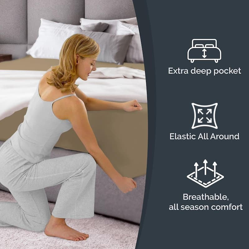 CGK Linens Microfiber Extra Deep Pocket 18" - 24" Inch Fitted Sheet