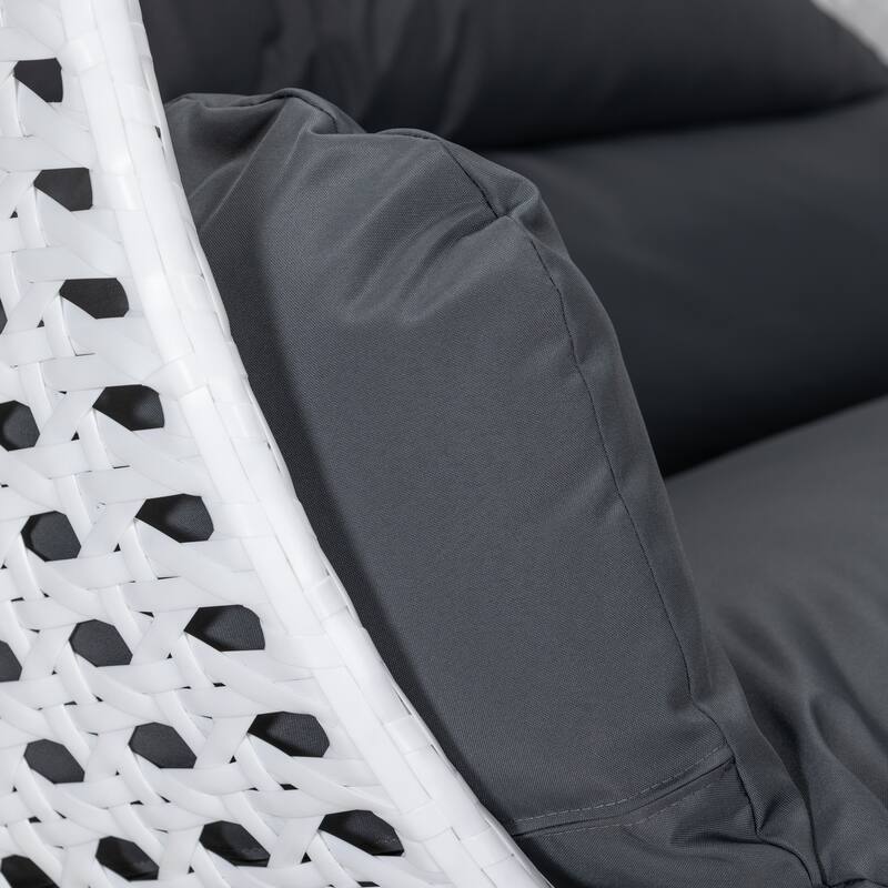 Egg Shaped 2-Person Swing Chair Set with Iron Stand Removable and Washable Cushion for Indoor Outdoor