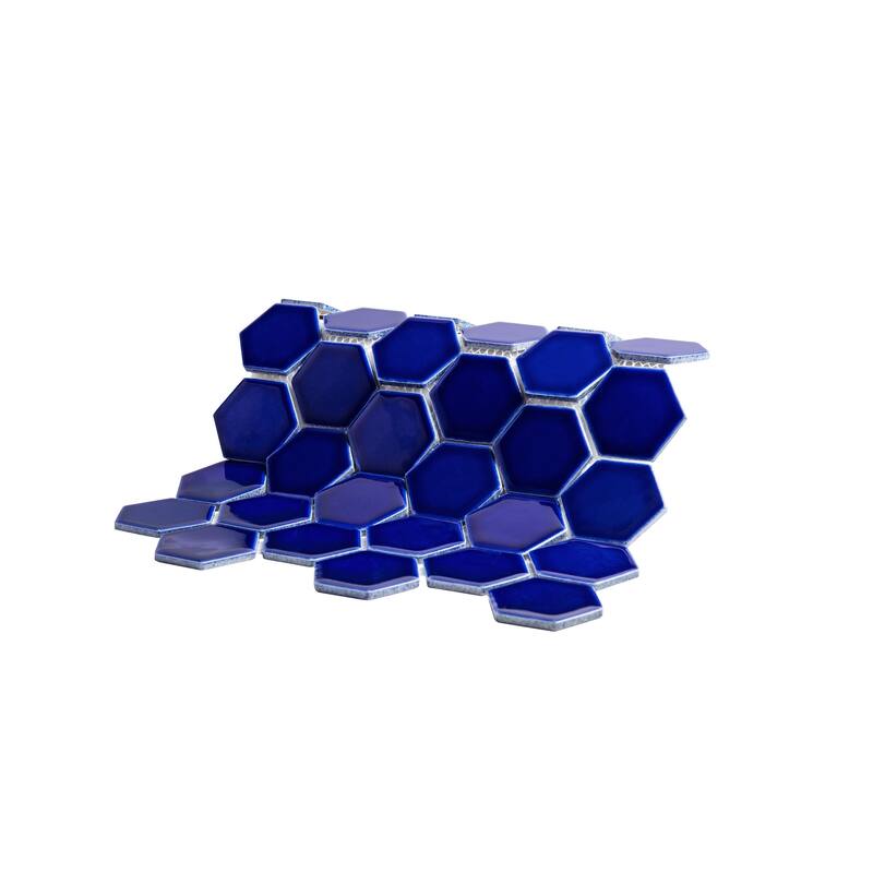 Merola Tile Metro Ion 2" Hex Sapphire 11-1/8" x 12-5/8" Porcelain Wall Tile
