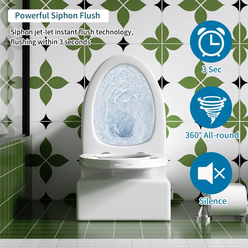 1.28Tornado Flush One-piece Toilet Elongated,Siphonic Side Press Single Flush,17" ADA Chair Height Seat