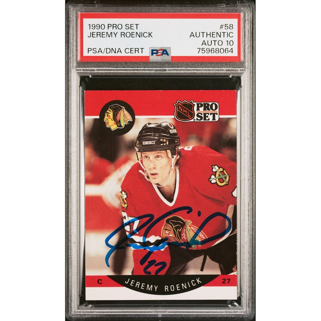 Jeremy Roenick 1990 Pro Set Signed Hockey Rookie Card #58 Auto PSA 10 75968064 - 8'6" x 11'6"