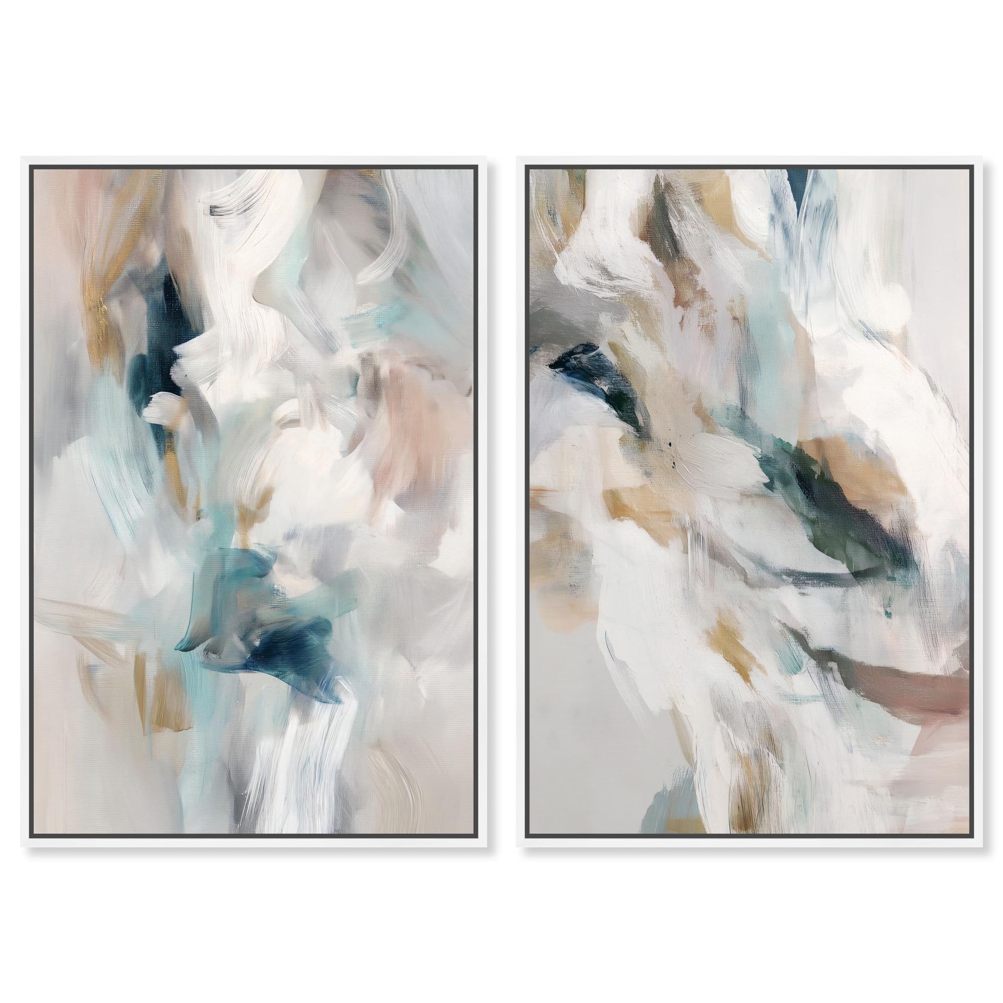Whispering Colors Duo Abstract Set Canvas Print By Remedy