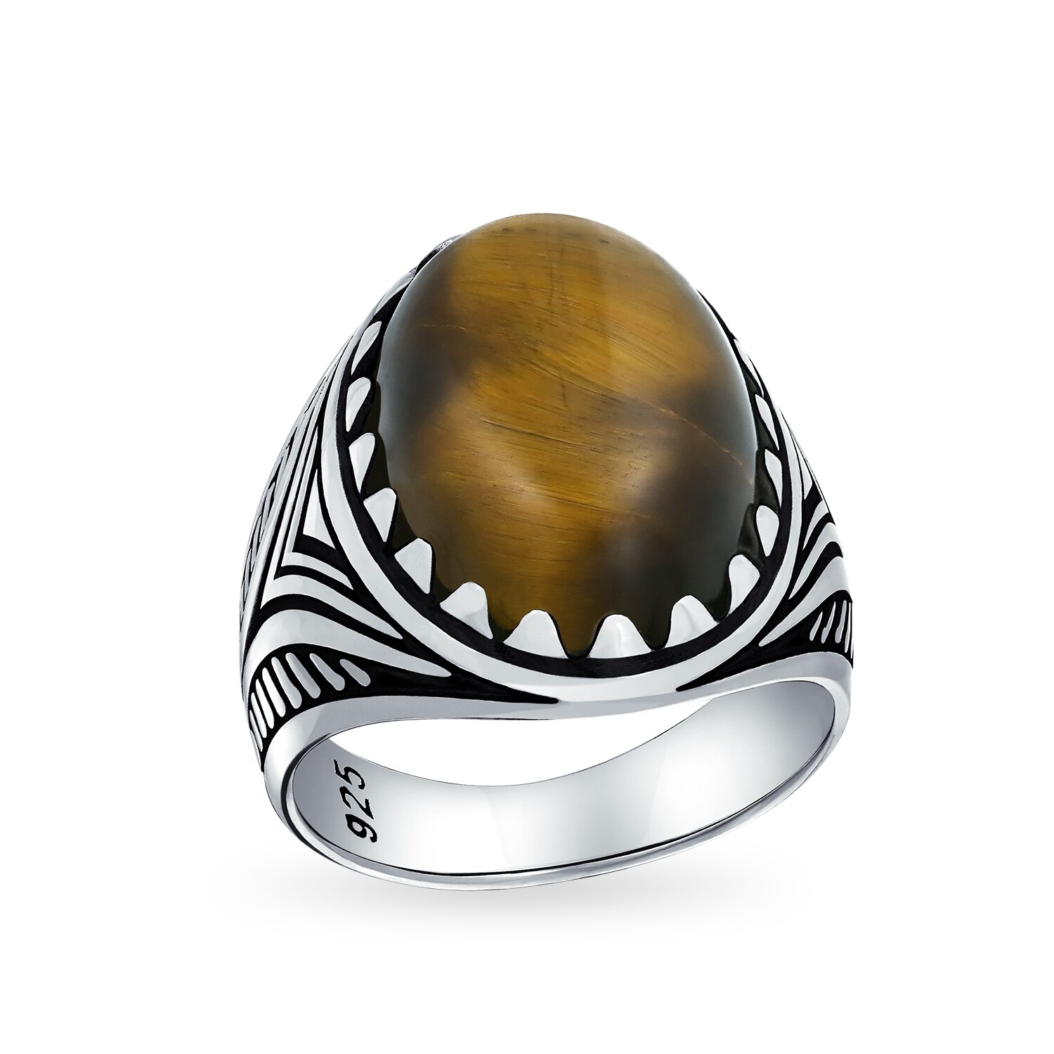 Tiger's Eye Stone 925 Sterling Silver Turkish Handmade Men's Ring All Sizes