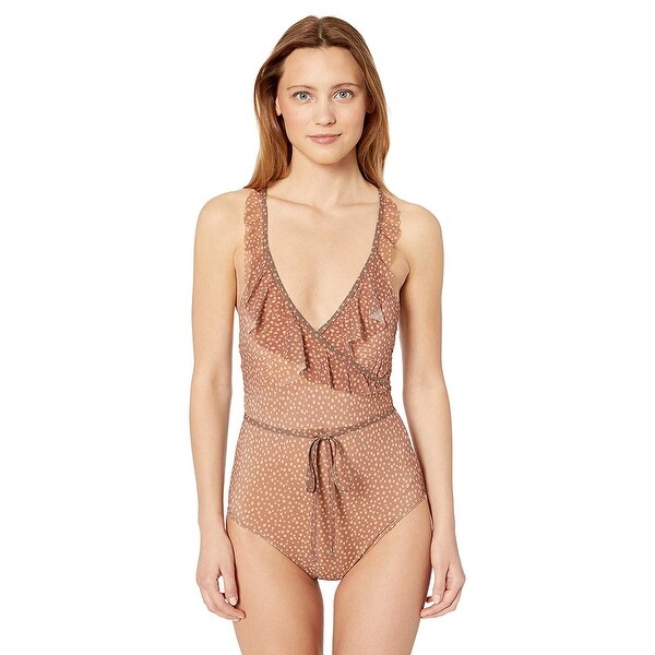 Ella Moss Women's X-Back Ruffle One Piece Swimsuit, Dashing, Orange, Size Medium