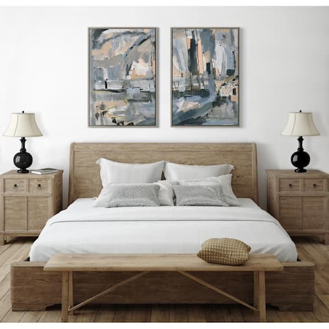 Kate and Laurel Sylvie Harbor Nights Framed Canvas by Leah Nadeau