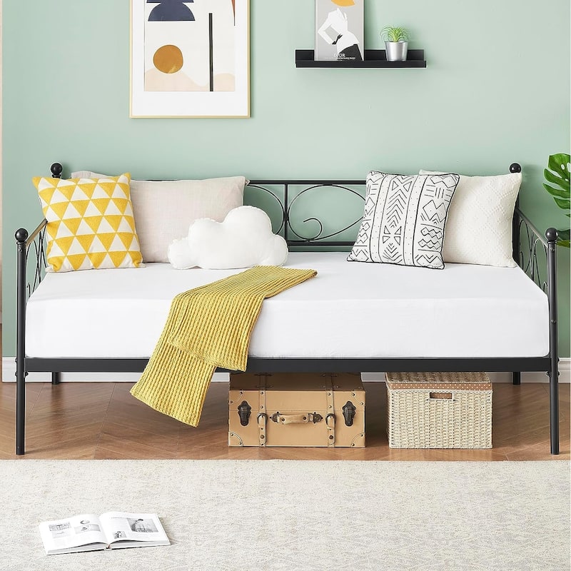 Heavy Duty Metal Daybed With Trundle Platform Sofa Bed for Bedroom