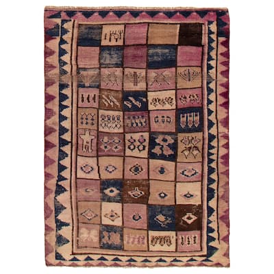 ECARPETGALLERY Hand-knotted Melis Vintage Magenta Wool Rug - 4'8 x 6'7