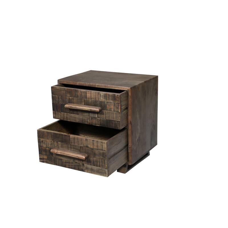 Modern Solid Wood Nightstand with 2 Drawers