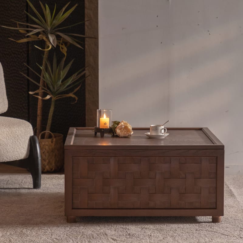 Farmhouse Coffee Table with Storage - Brown