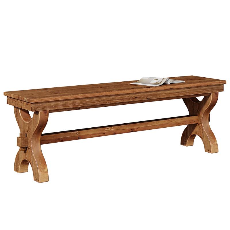 Solid Wood Dining Entryway Shoe Bench, Long Indoor Accent Seat Bench for Dining Room Living Room Hallway