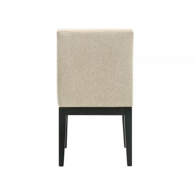 Black/Beige Fabric Upholstered Wood Frame Dining Chair, Set of 2, Sturdy Dining Chair for Dining Rooms - 17.5