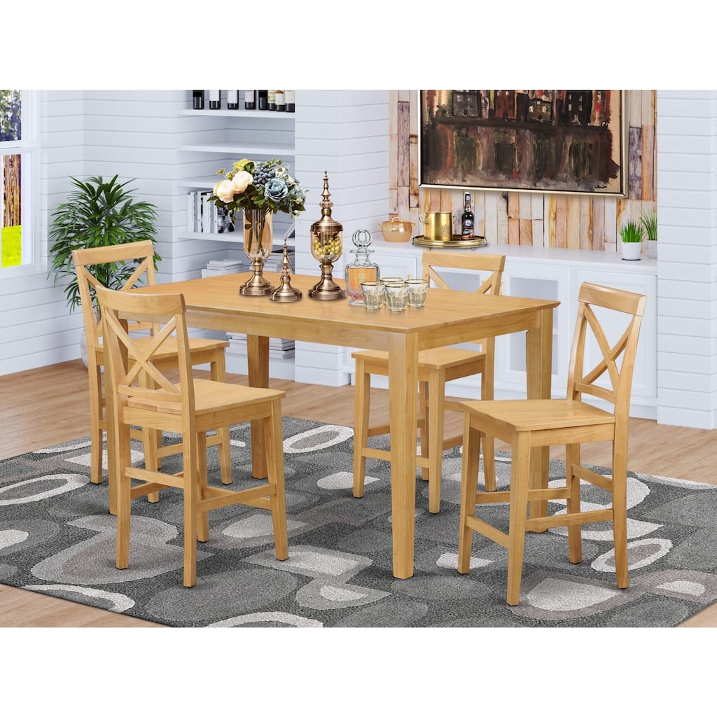 Counter Height Dining Set - Pub Table & Bar Stools with Backs - Modern Kitchen Set