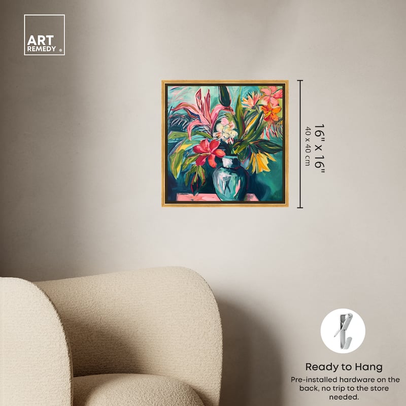 Art Remedy Vase Of Bright Tropical Flowers Framed Flowers In Vase Paintings