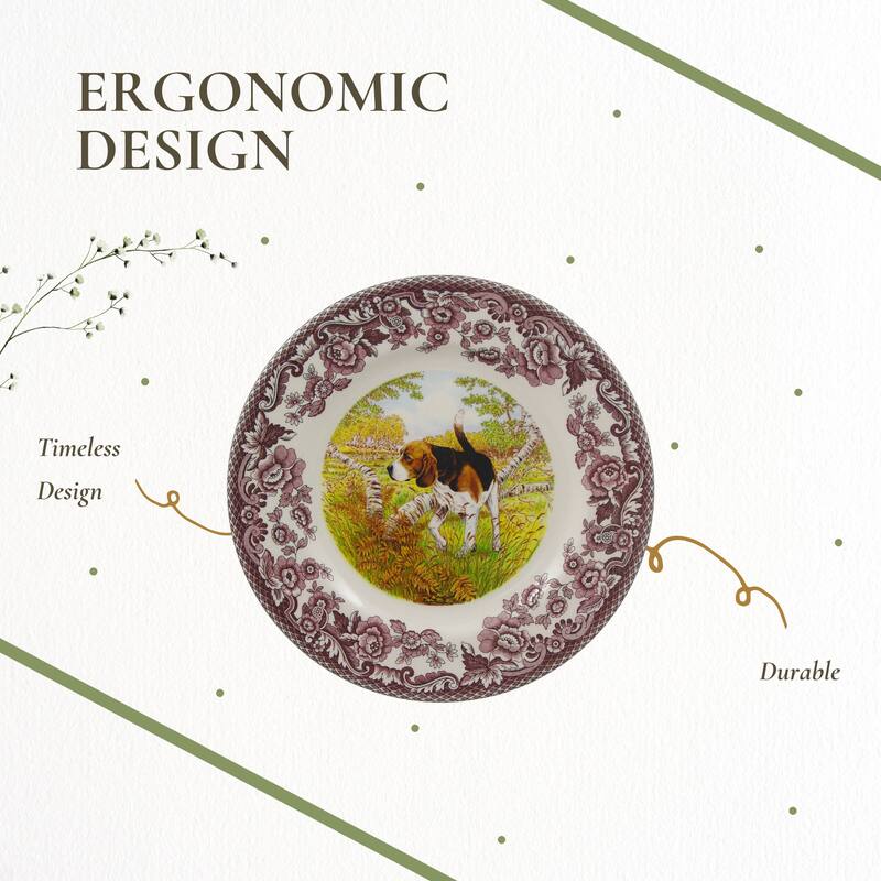 Spode Woodland Dinner Plate Dog Motif