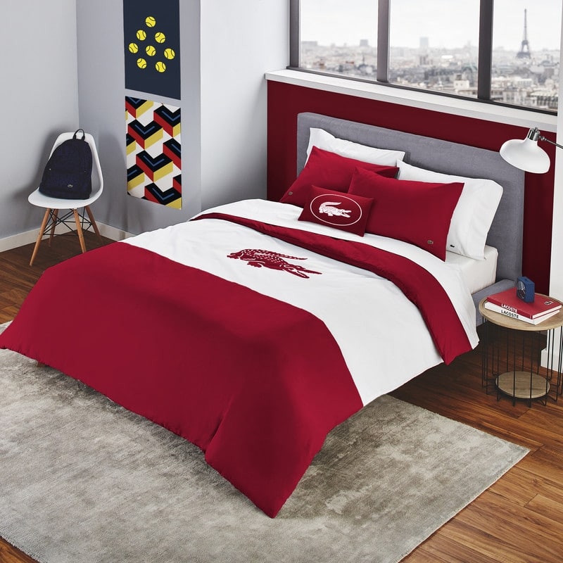 Lacoste Crew Standard Cotton Reversible 4 Piece Comforter Set