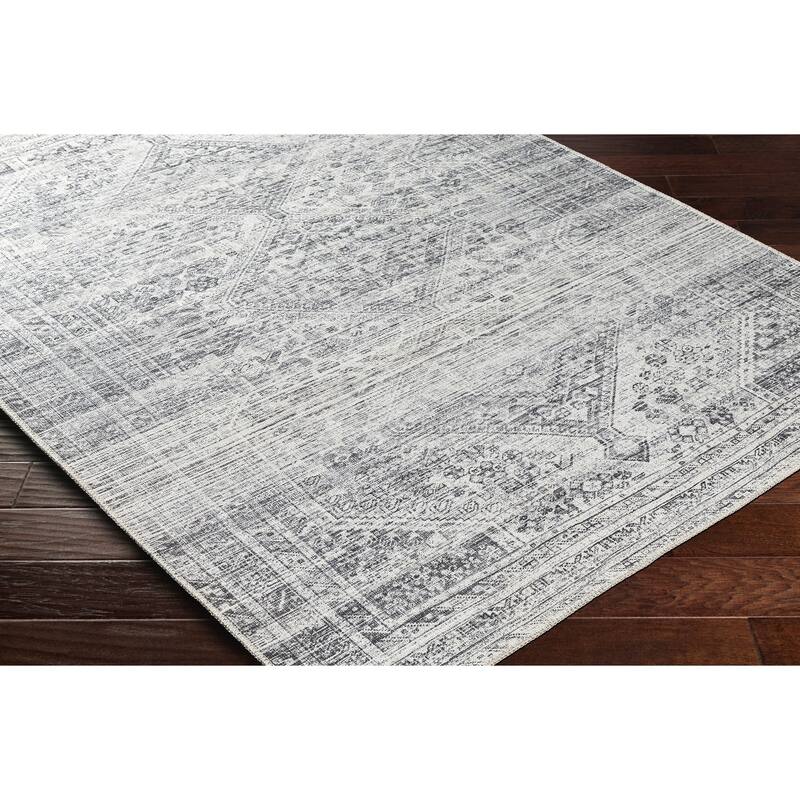 Livabliss Verninac Distressed Medallion Printed Washable Rug