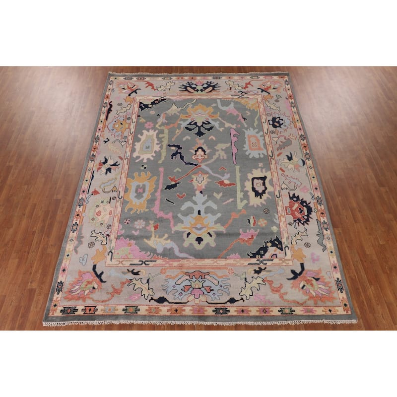 Gray Oushak Oriental Area Rug Handmade Bedroom Wool Carpet - 8'11"x 11'9"