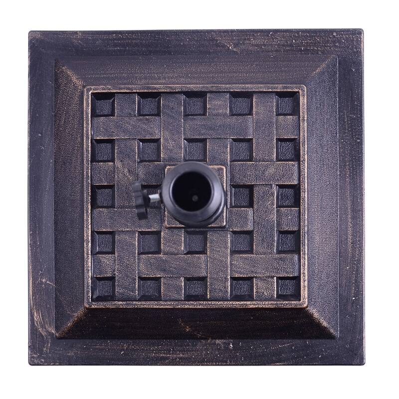 Outsunny 17.5" Square Cast Stone Umbrella Holder Base with Beautiful Decorative Pattern & Easy Setup, Bronze