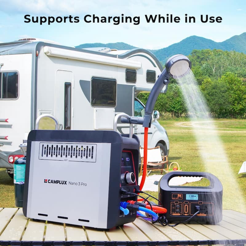 CAMPLUX 0.8GPM 20,500 BTU Portable Propane Water Heater with 4000mAh Rechargeable Built-in Li-ion Battery,Outdoor Camping Shower
