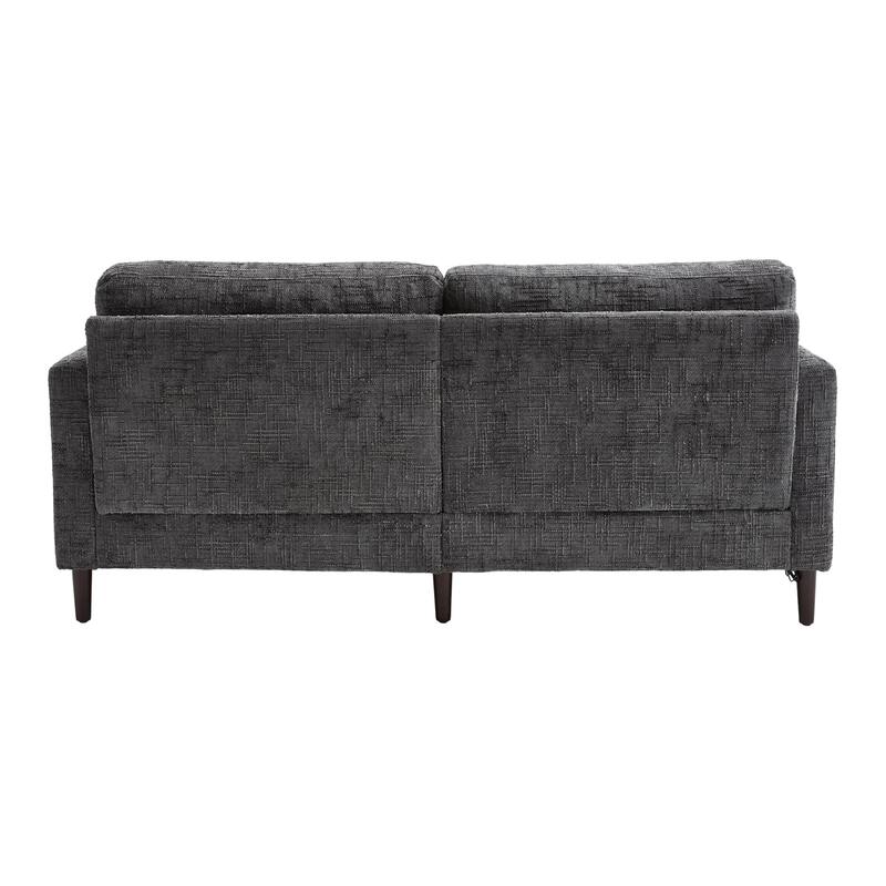 Modern Style Chenille 2-Seater Wood-Legged Sofa With Led Light,USB Charging Port And Storage Bag Living Room Bedroom Study Room