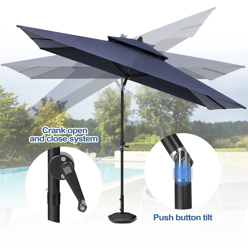 Pellebant Outdoor 10 x 6.5 Ft Market Umbrella with Double Top