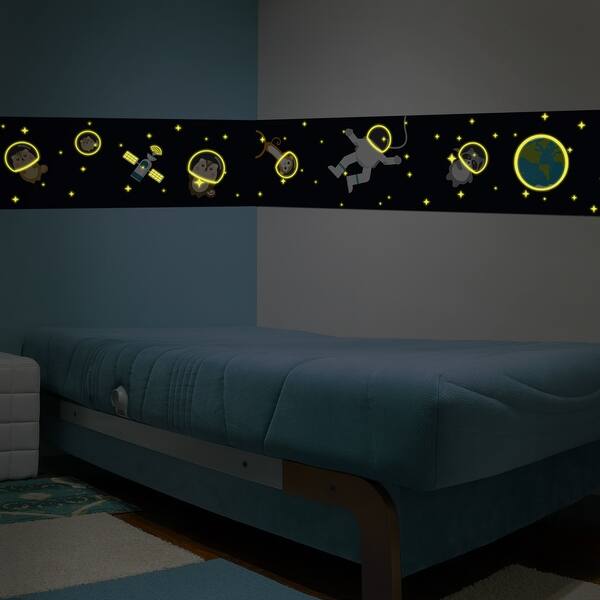 slide 2 of 5, Walplus Glow in Dark Walking in the Space Adventure Wall Sticker Decor