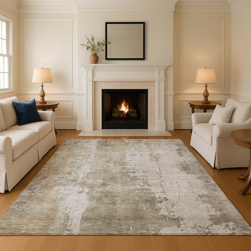 Premium Washable Super Soft Abstract Modern Mayfield Rug - Taupe - 5' x 7'6"
