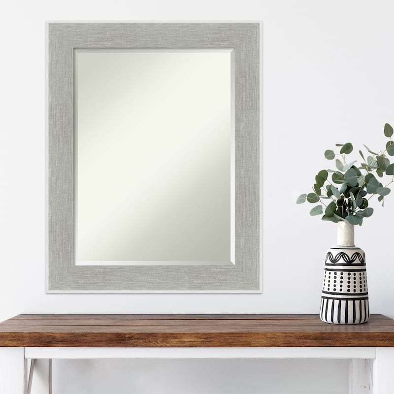 Beveled Wall Mirror - Glam Linen Grey Frame - Glam Linen Grey