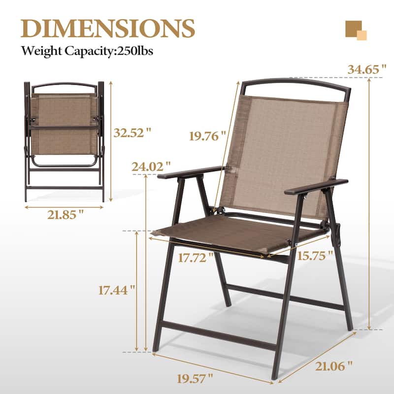 Outdoor Patio Portable Folding Chairs Club Chairs with Armrest - See Picture