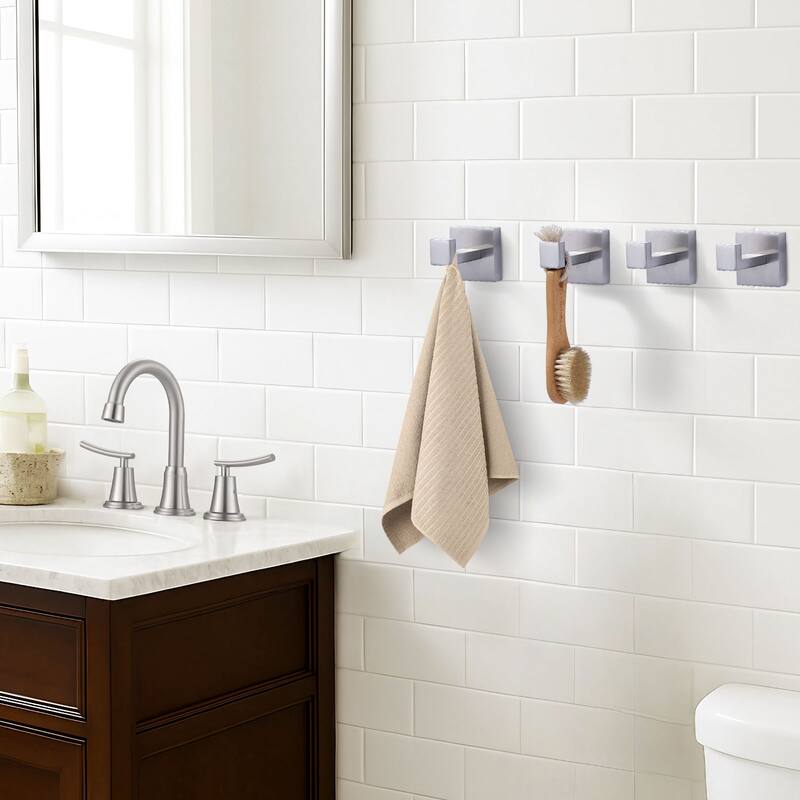 WOWOW J-Hook Wall Mount Robe/Towel Hook 4PCS