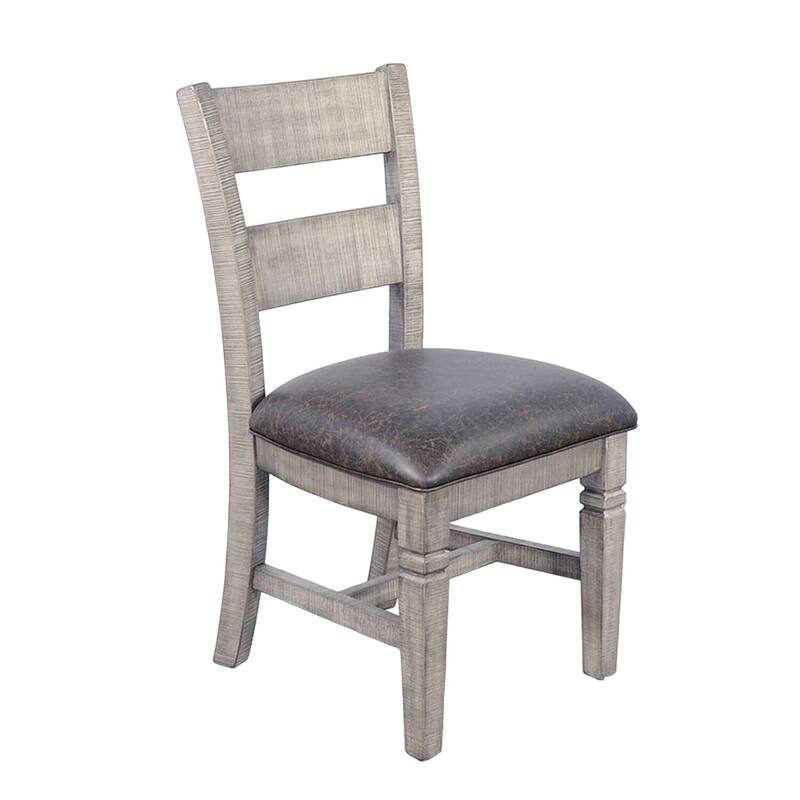 Brown/Gray Faux Leather Upholstered Wood Frame Dining Chair, Set of 2, Sturdy Dining Chair for Dining Rooms - 22.75