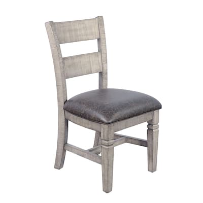 Brown/Gray Faux Leather Upholstered Wood Frame Dining Chair, Set of 2, Sturdy Dining Chair for Dining Rooms - 22.75