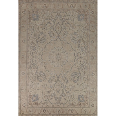 Traditional Floral Tabriz Persian Rug Hand-Knotted Wool Carpet - 9'4"x 13'1"