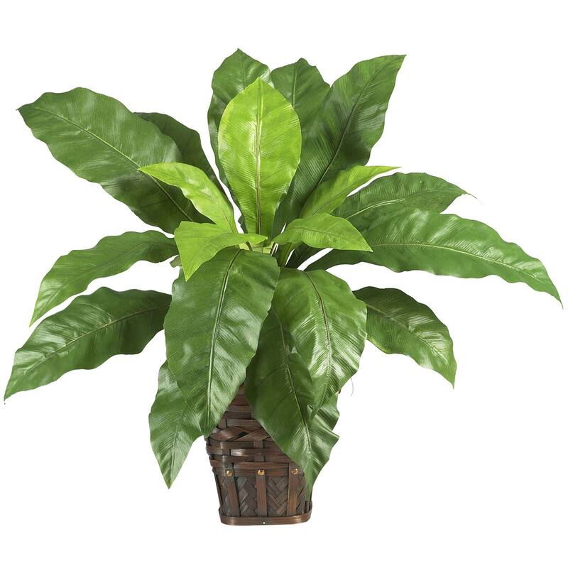 Artificial Bush Set of 4 - 27In Greenery Plants, Large Oversized Leaves for Home Decor - Green - 22