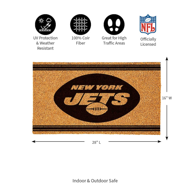 New York Jets Monochrome Indoor/Outdoor Coir Door Mat
