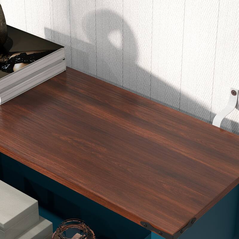 Farmhouse Style Console Table with 2 Drawer and Bottom Storage Shelf