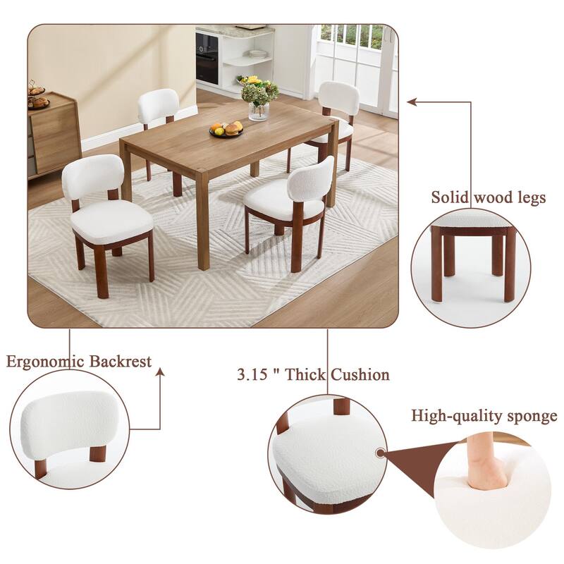 Farmhouse Wooden Dining Chairs Set of 2, Modern Fabric Upholstered Dining Room & Kitchen Chairs