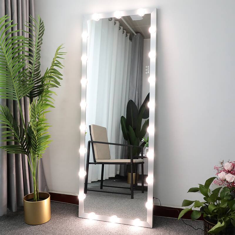63 Inch Rectangular Framed Dimmable Wall Mounted LED Full Length Mirror