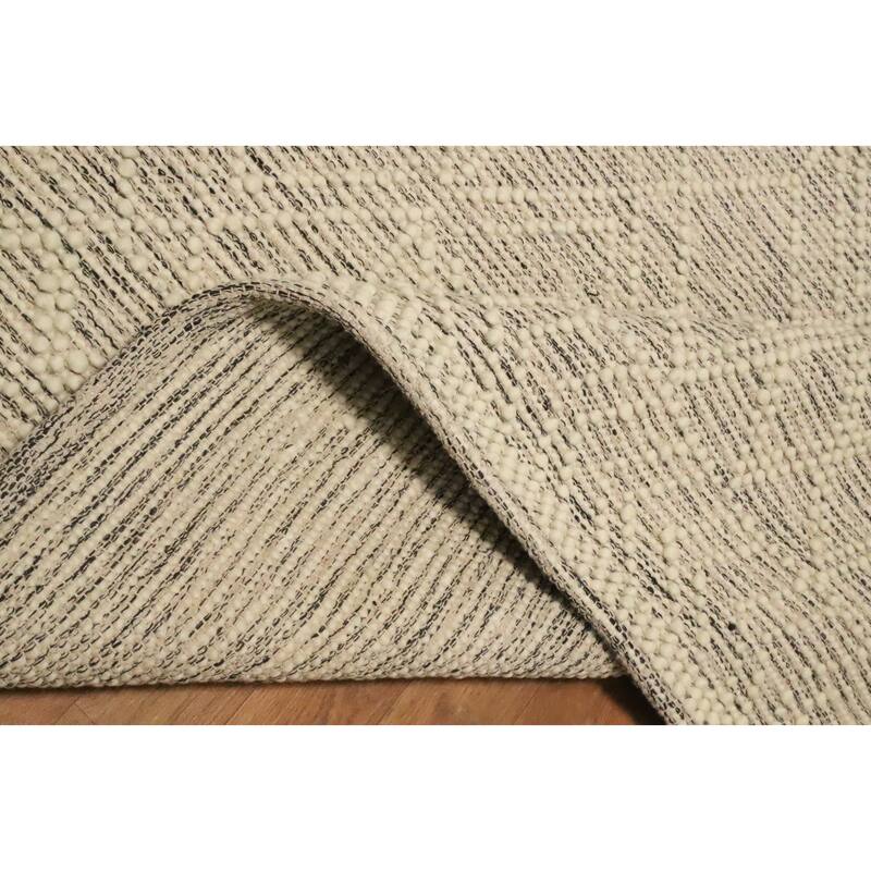 Hand Knotted Oriental 100% Wool Carpet Modern Geometric Beige & Ivories Modern Gotti Design Area Rug - 9' 8'' X 7' 9''