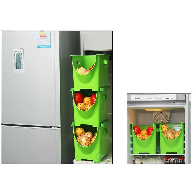 Basicwise Plastic Stackable Storage Containers