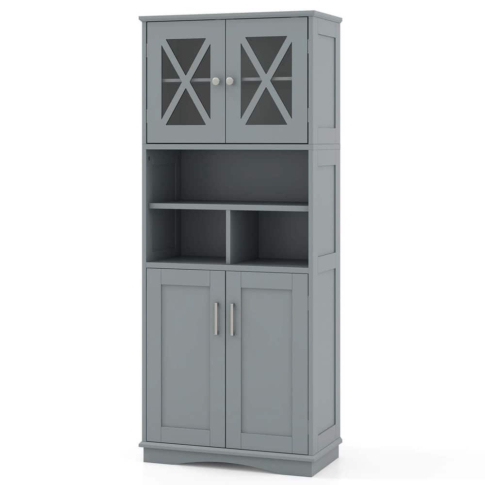 Costway Tall Bathroom Cabinet Large Floor Storage Cabinet with Acrylic - See Details