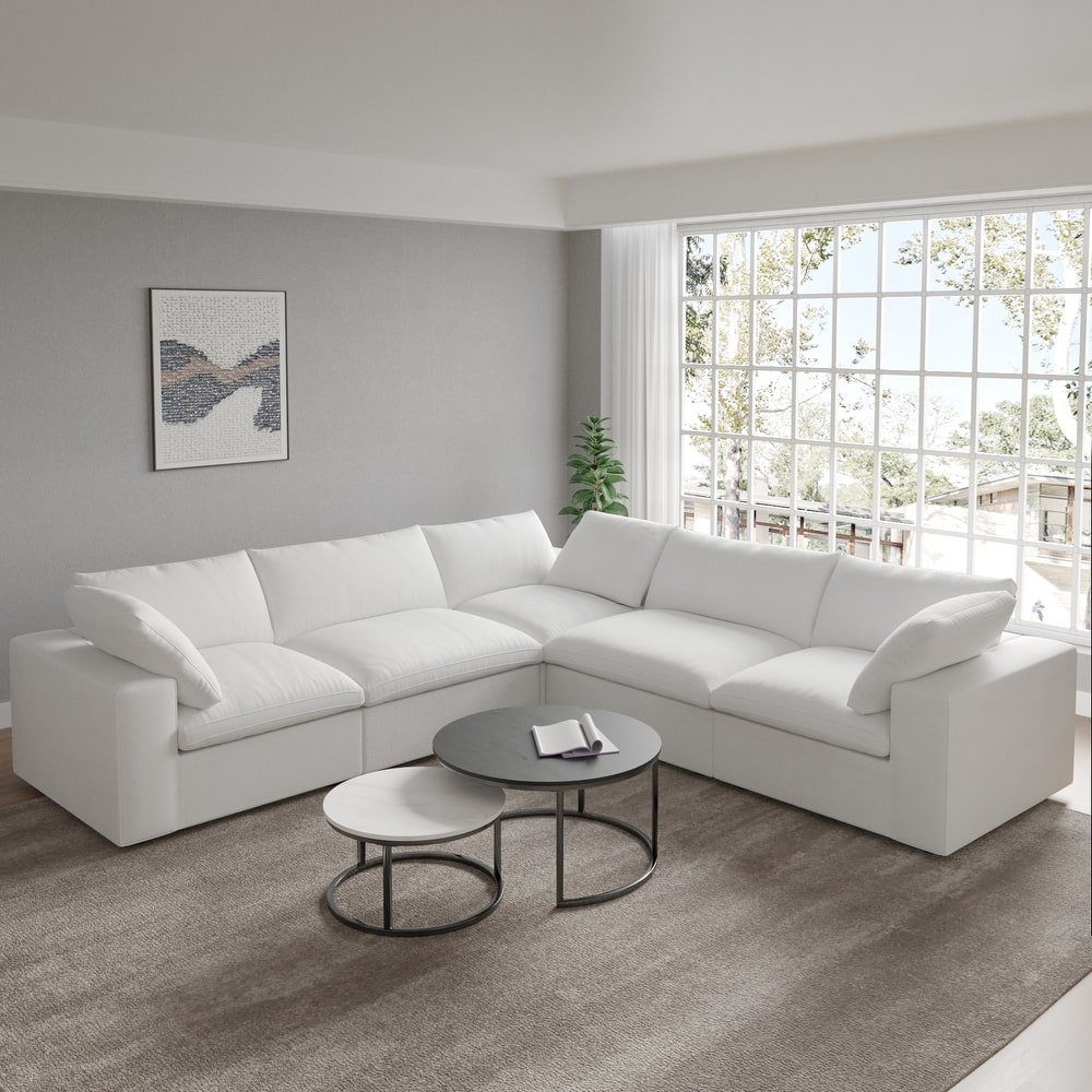 Convertible Modular Sectional Sofa, 5 Seater Corner Sofa with Pillows, 2 x 120.45 Minimalist Sofa Couch for Living Room