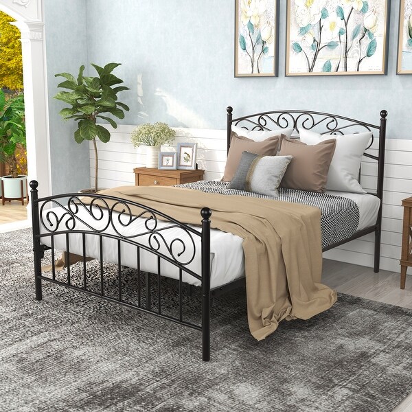 Full Black Metal Platform Bed Frame Bed Bath Beyond 37290498